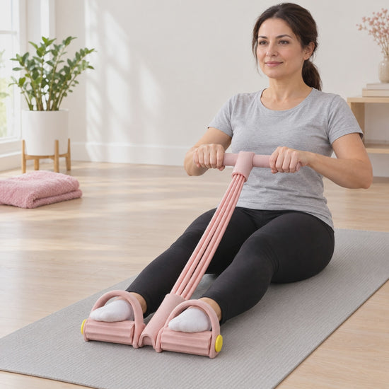 Oturarak kürek çekme – EvdeFit Direnç Pedalı ile karın ve sırt